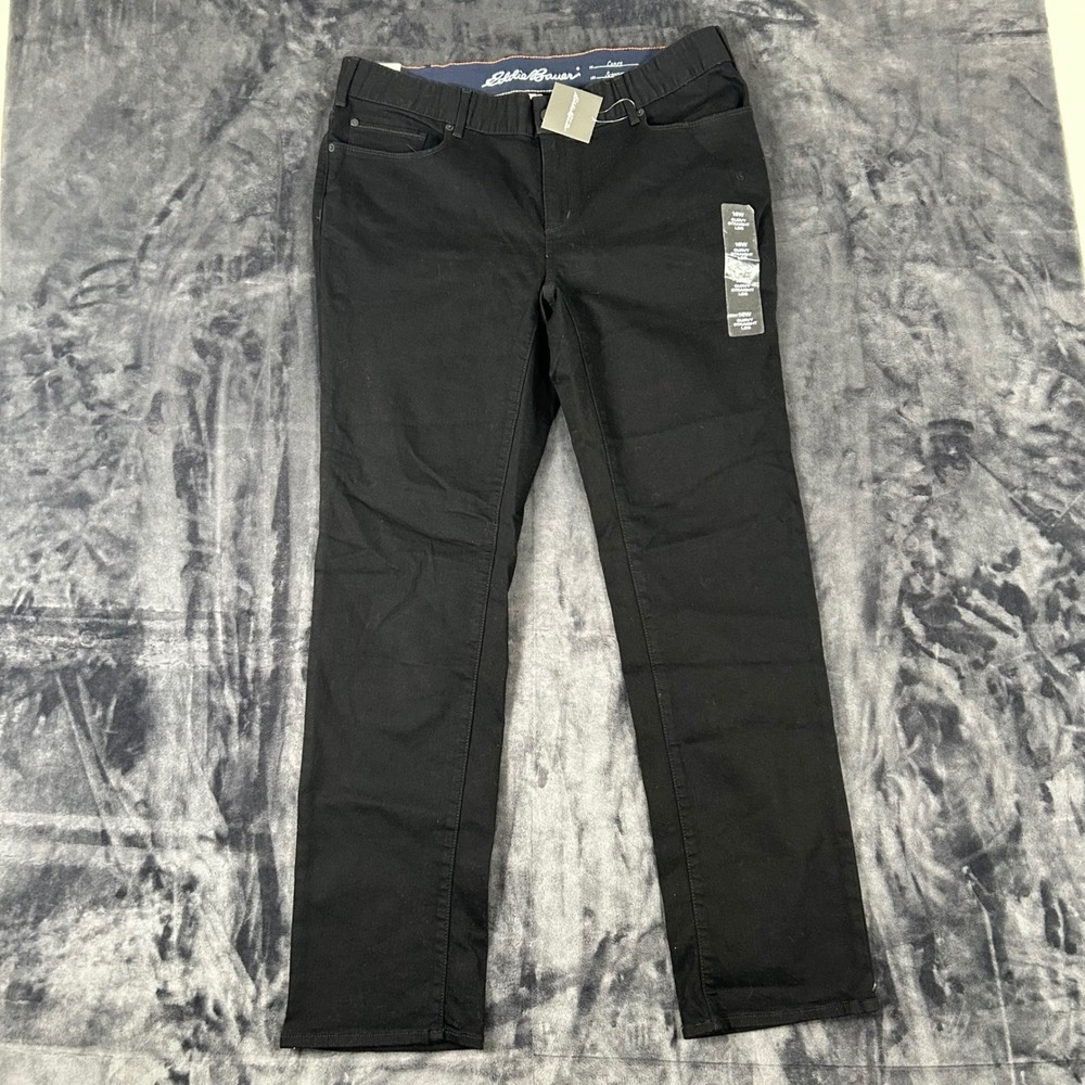 Eddie Bauer Straight Leg Pants Womens 16W Black Curvy Fit Stretch Waist